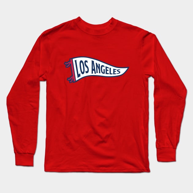 Los Angeles Pennant - Red Long Sleeve T-Shirt by KFig21